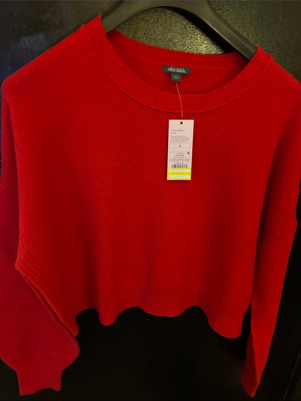 wild fable Bright Red Cropped Crewneck Sweater